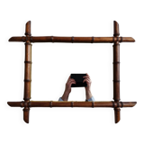 Turned wooden mirror in imitation of bamboo, mid-century, 50 cm x 60 cm