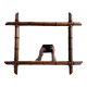 Turned wooden mirror in imitation of bamboo, mid-century, 50 cm x 60 cm