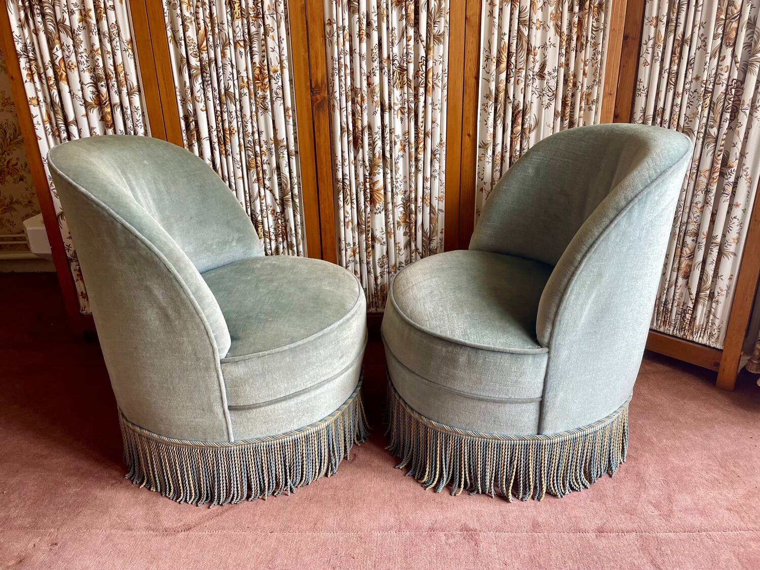 Old sky blue toad armchairs