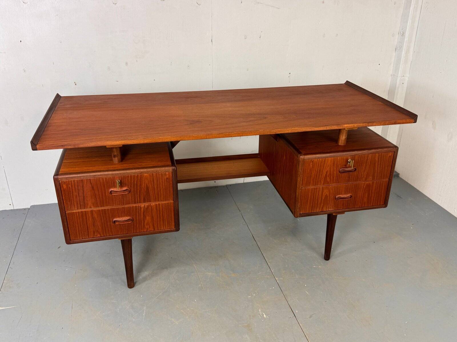 Mid-century Danish teak desk attributed to Louis van Teeffelen for Wébé, 1950s