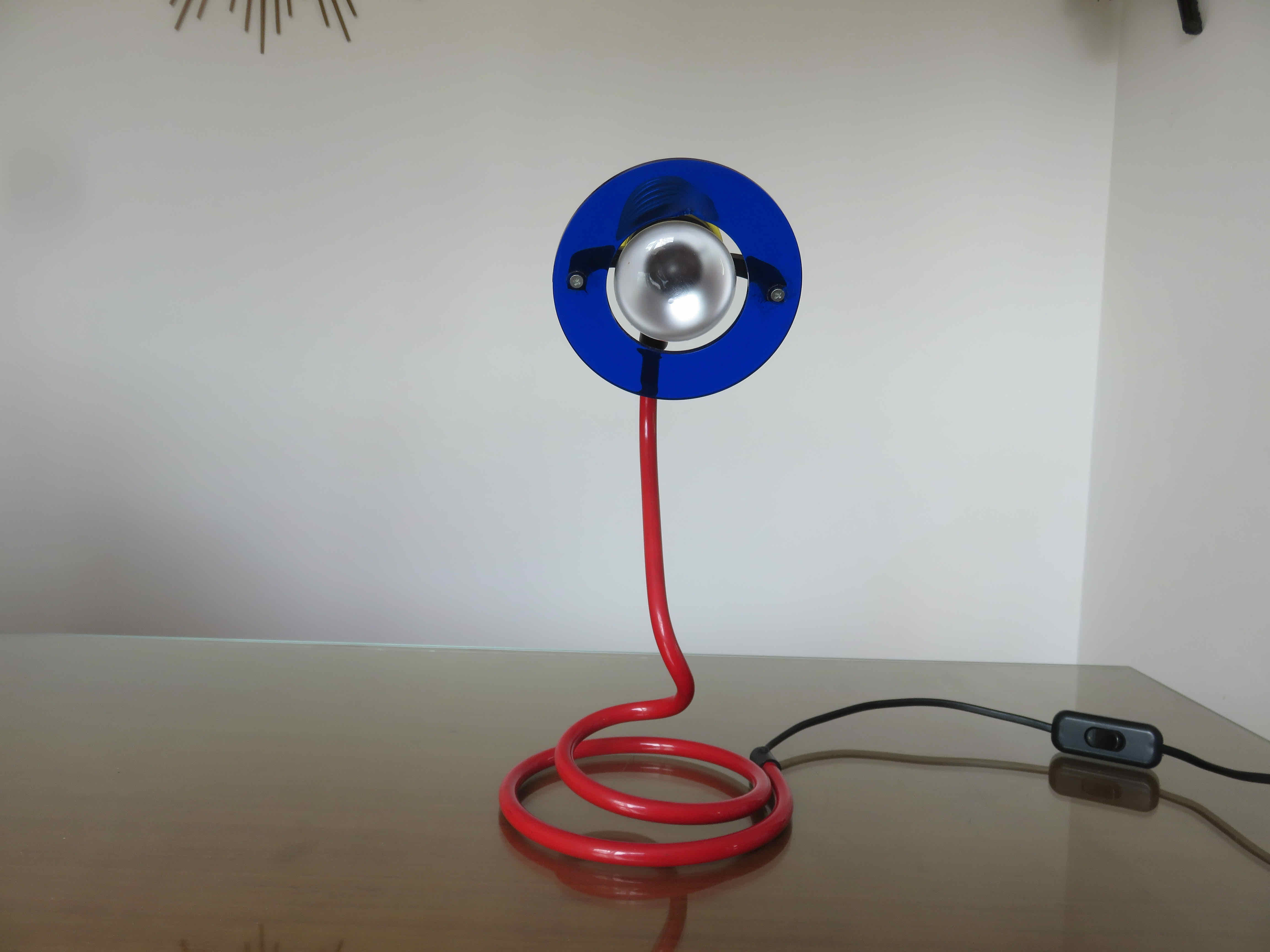 Lamp " spiral " primary colors 80s era Memphis