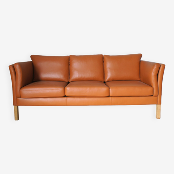 Vintage Scandinavian sofa in cognac leather