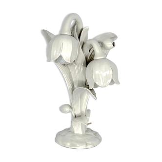 Lampe de table italienne en porcelaine blanche du milieu du siècle des années 30