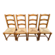 4 solid wood straw-seated chairs, oak, 20th century, 105cm