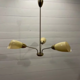 Plafonnier cuivre - verre jaune lait