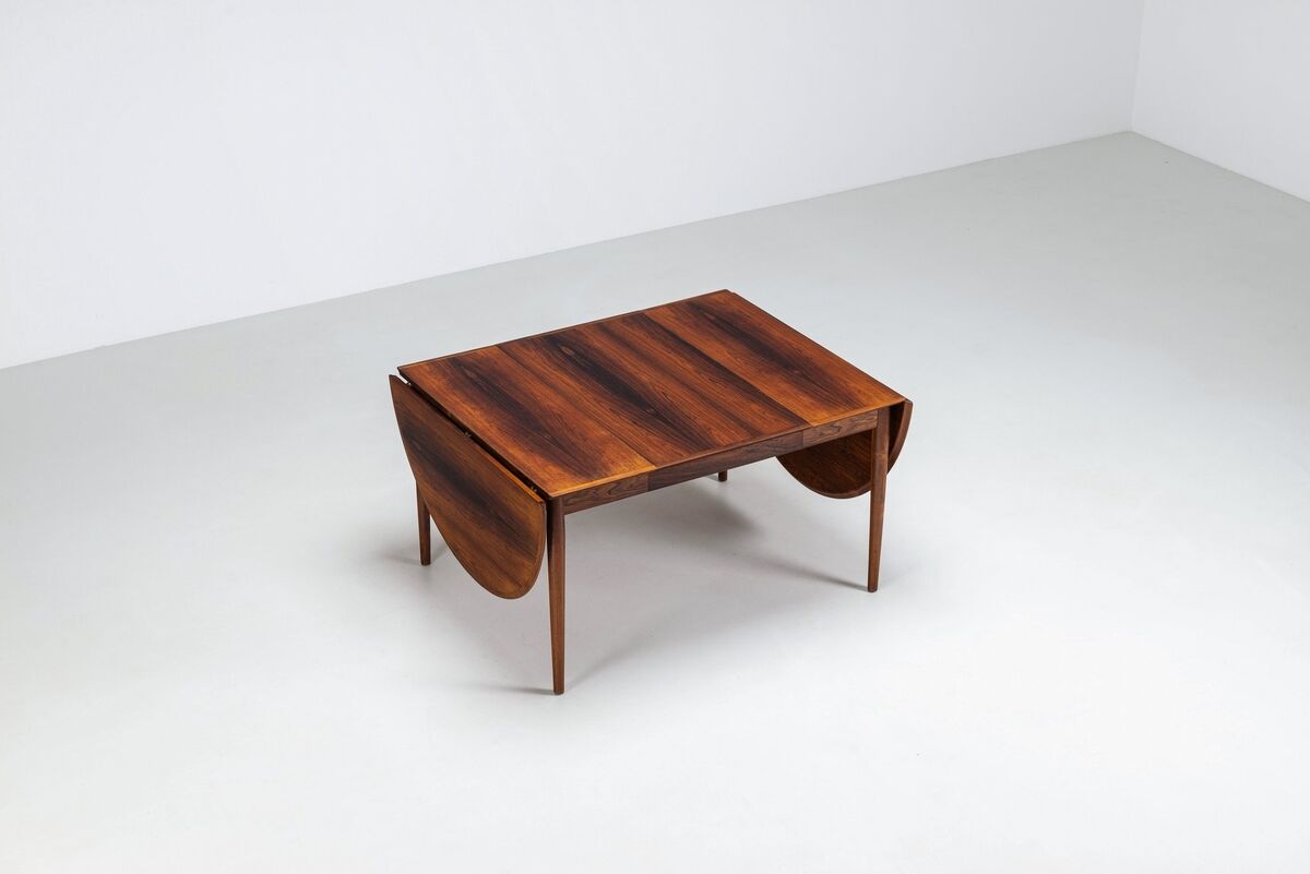 Table à manger à rabat modèle 227 d'Arne Vodder en palissandre Sibast 1960