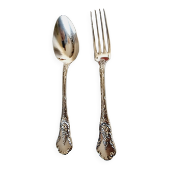 Box of 24 pieces in Christofe silver composed of 12 Spoons and 12 Forks Exclusive to Louis XV