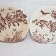 Set of 4 flat plates in Clairfontaine earthenware model Flowers, iron earth