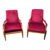 Pair of antique armchairs with swan head armrests