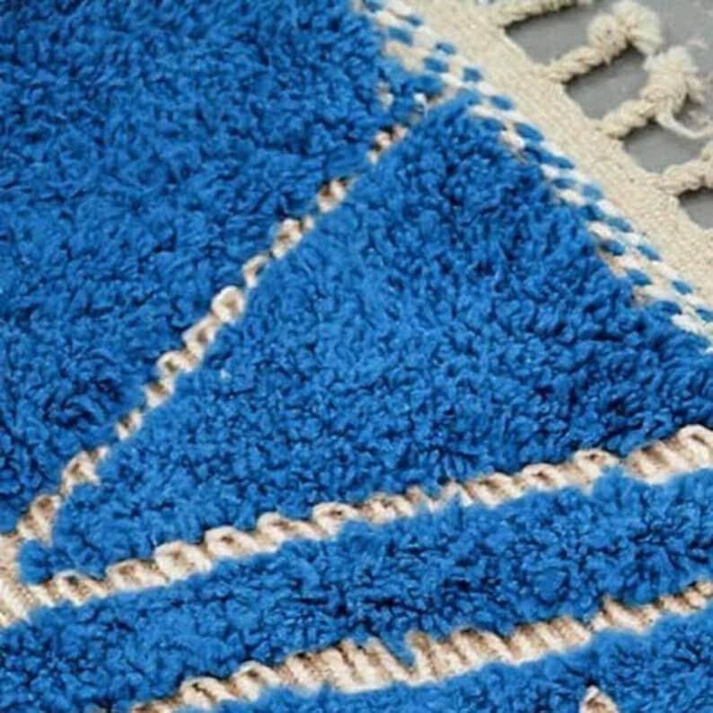 Handmade pure wool rug in blue