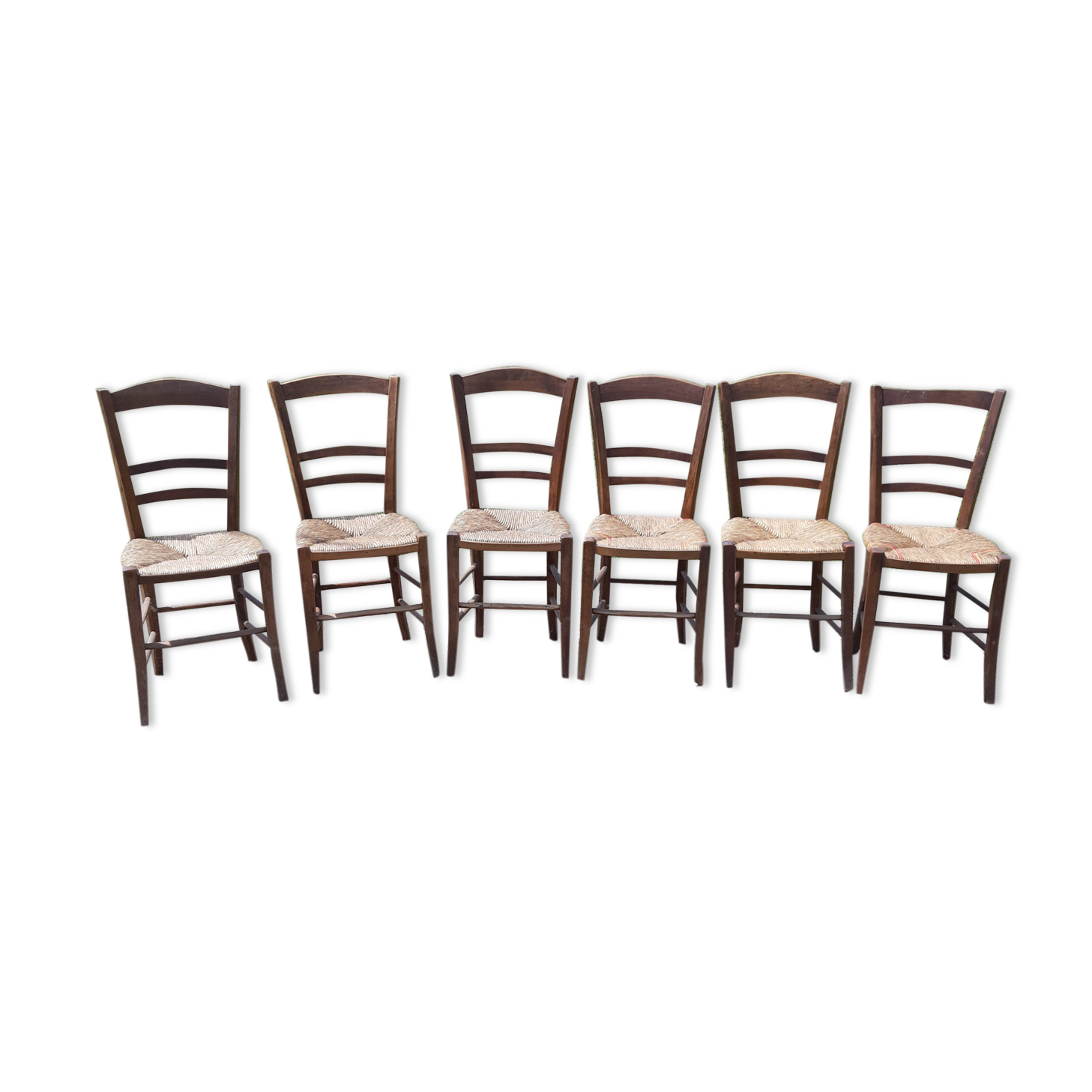 6 antique mulched chairs