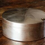 Circular silver-plated candy box, Art Deco period