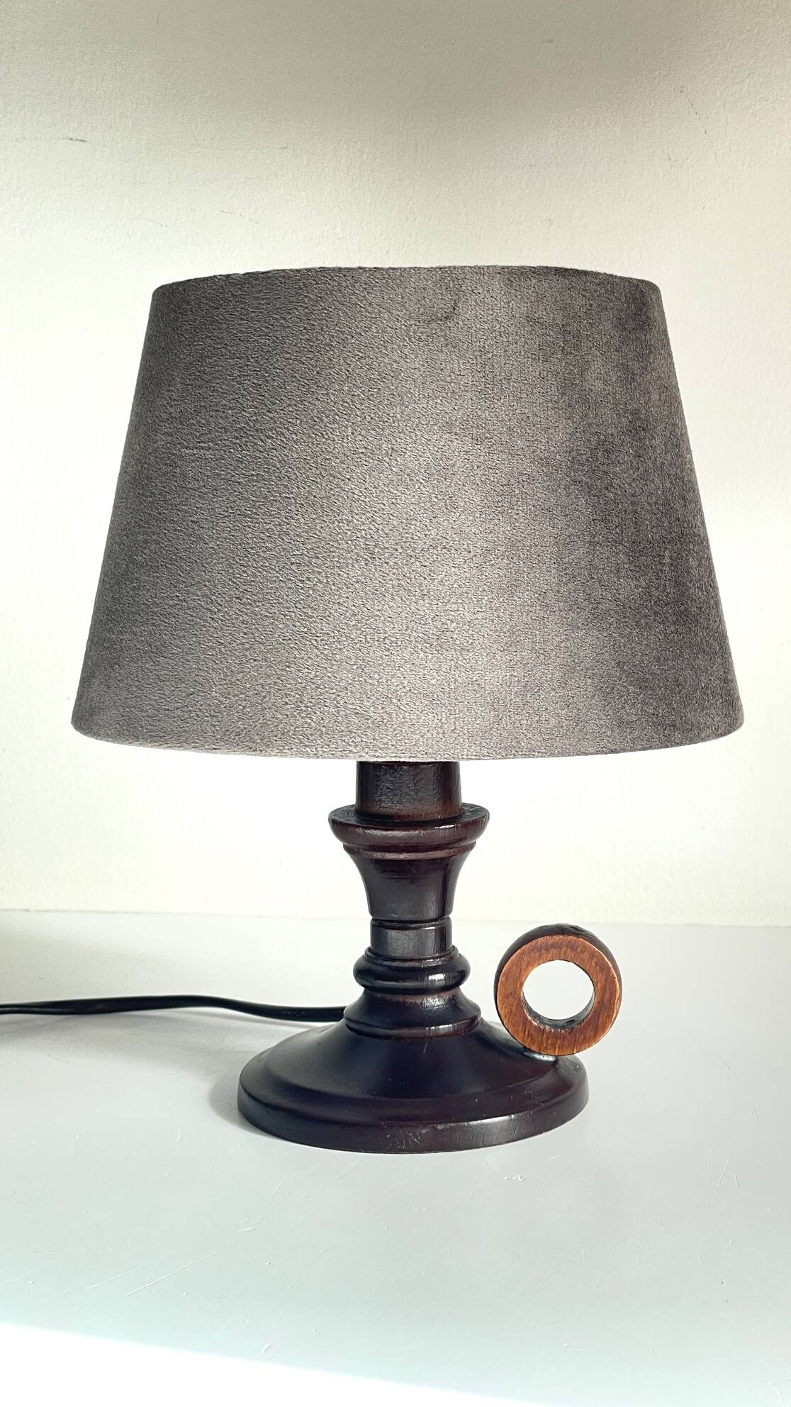 Vintage wooden candle holder lamp