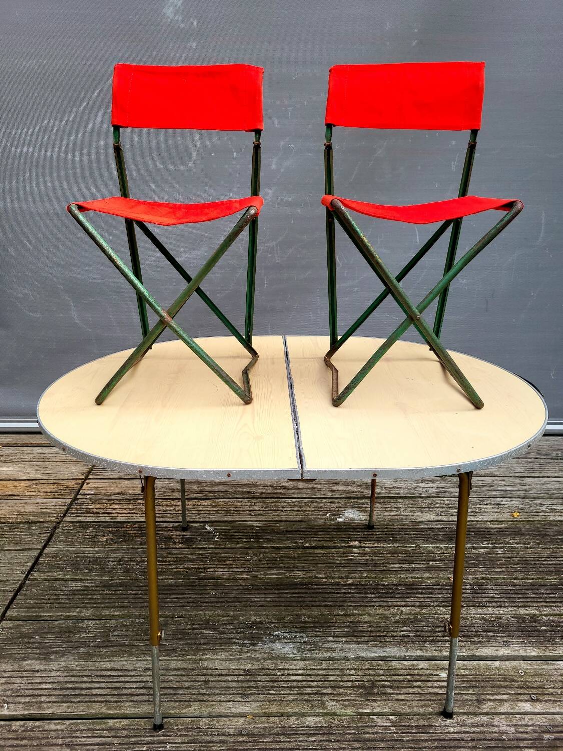 Vintage 1970s folding camping table and chair set