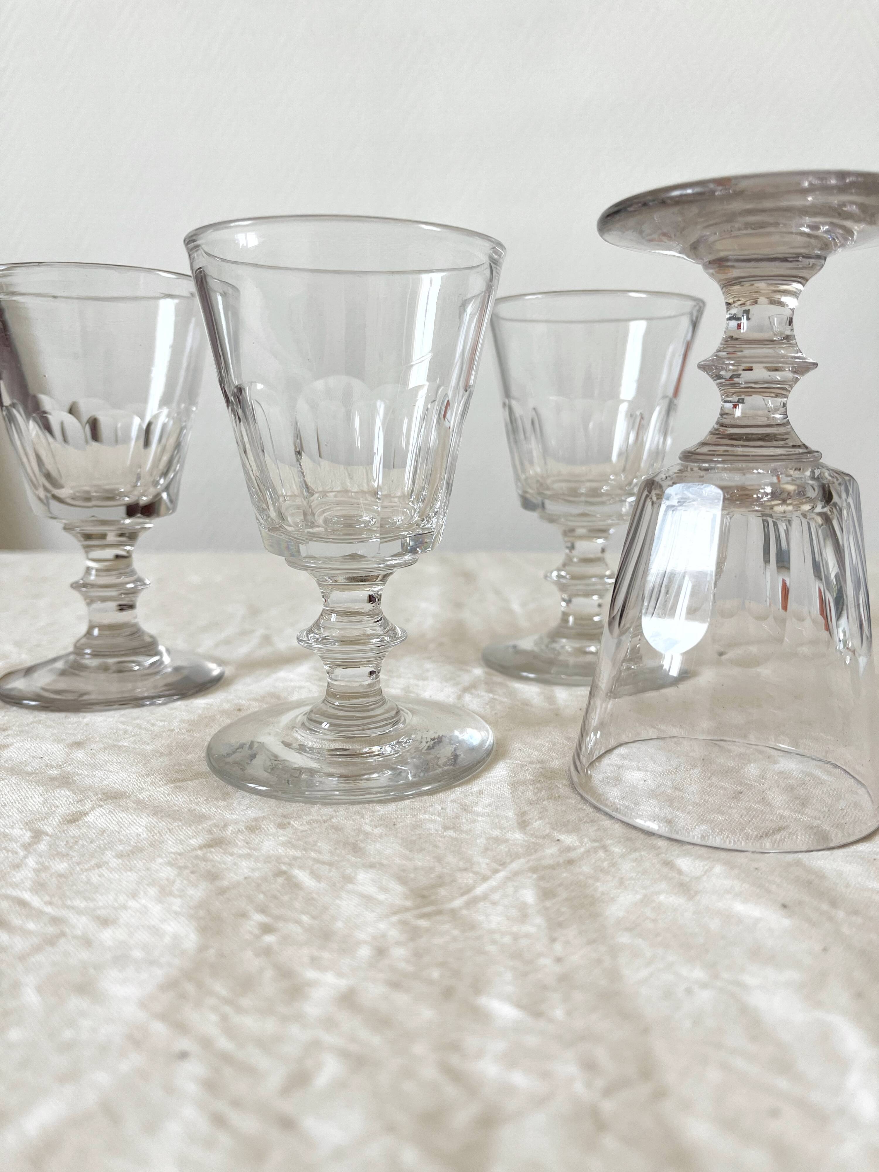 4 old crystal wine glasses Cato Saint Louis 19th century