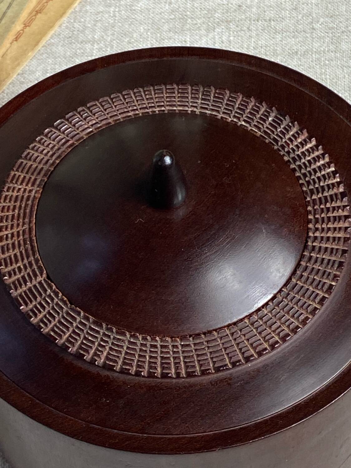 Carved wooden bonbonnière