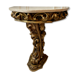 Carved wooden and marble console