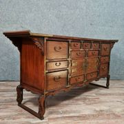 Asian pagoda buffet in exotic wood and gilded bronze circa 1920-1940