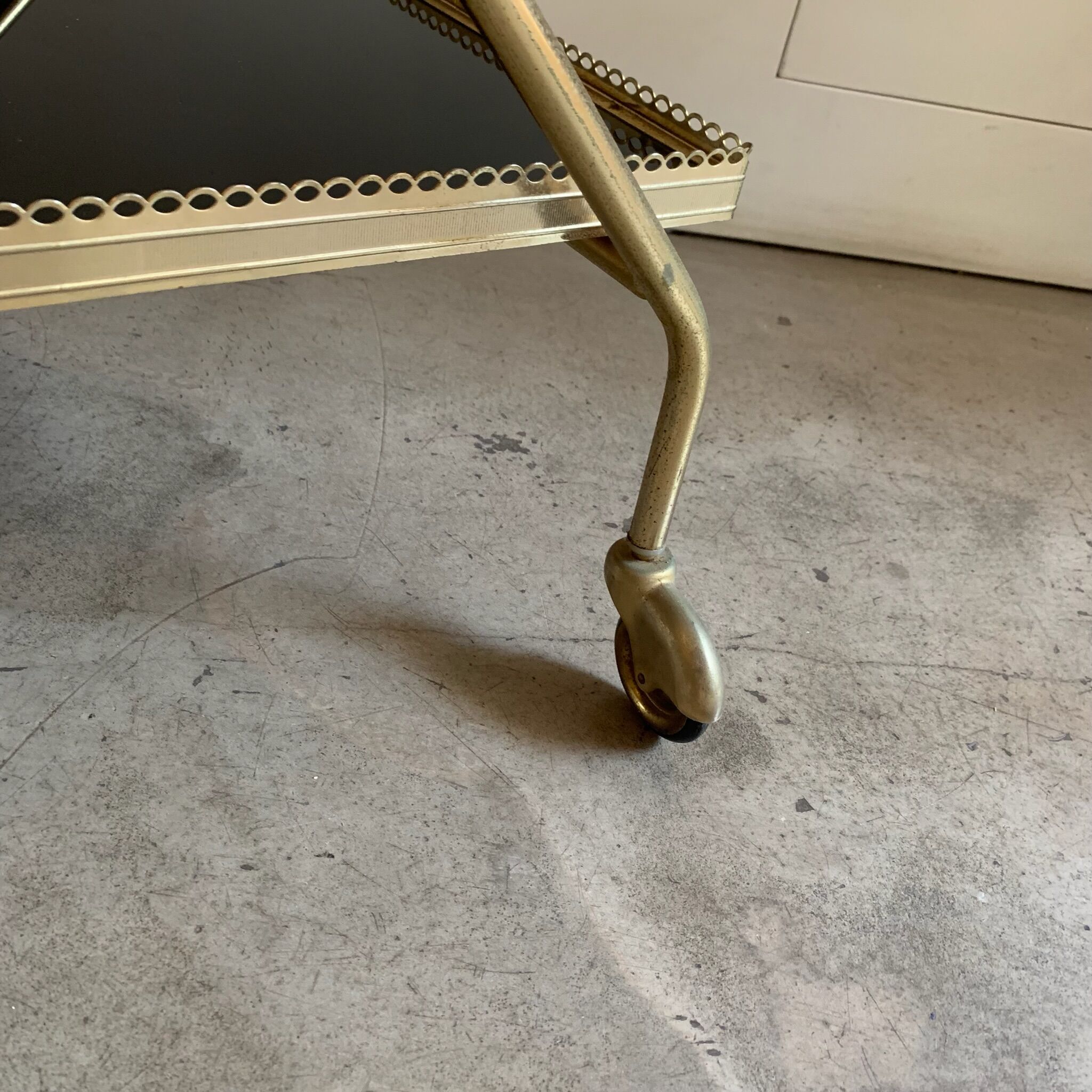 Brass and glass service trolley