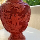 Chinese vase in red lashy on brass enamel