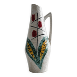 Ceramic pitcher with hand painted floral pattern
