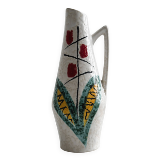 Ceramic pitcher with hand painted floral pattern
