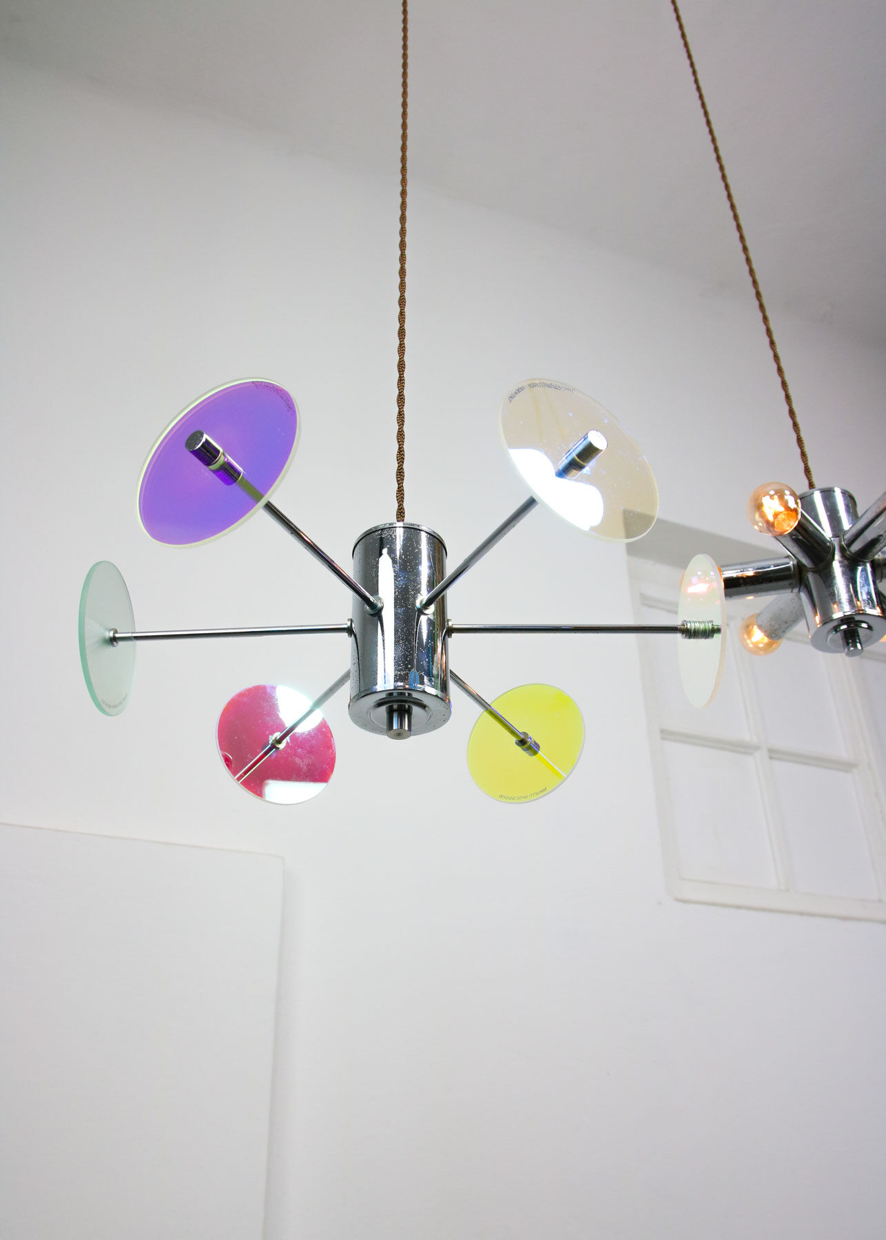 Vintage Italian Chrome Lamp Duo, 70s