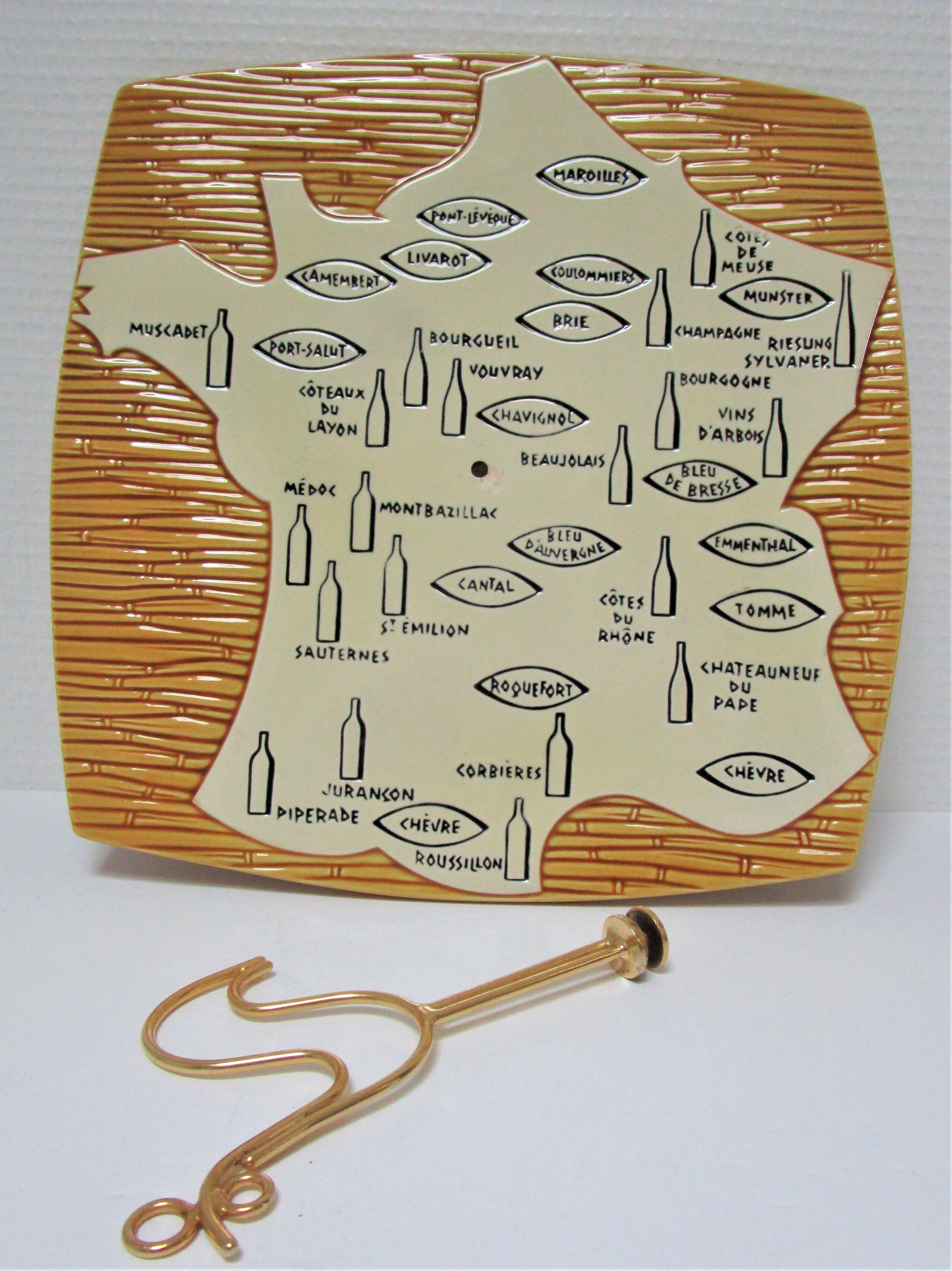 Ceramic cheese platter modernist rooster 60s