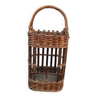 1960 vintage wicker bottle holder