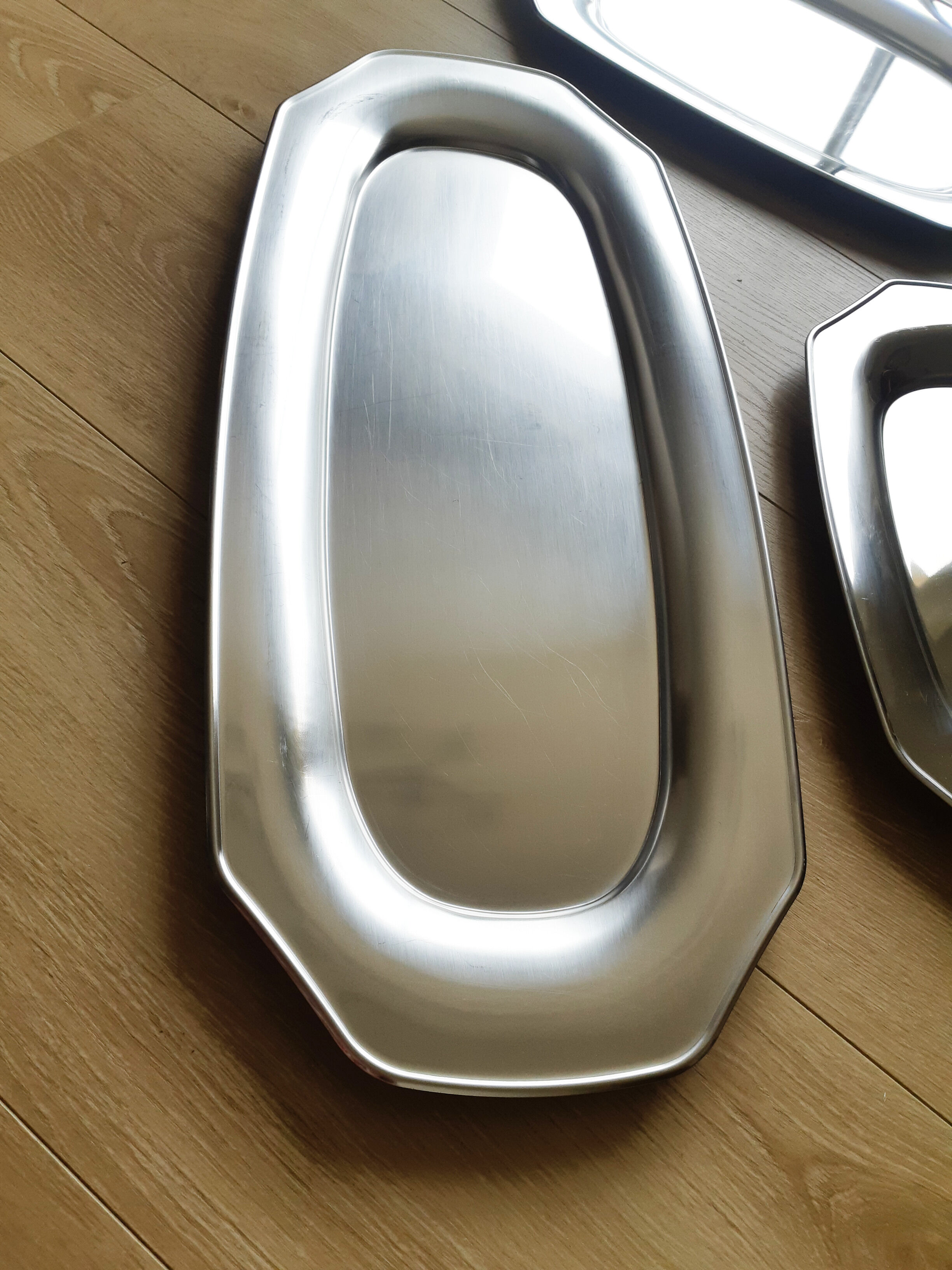 Vintage stainless steel serving dishes, Létang Rémy