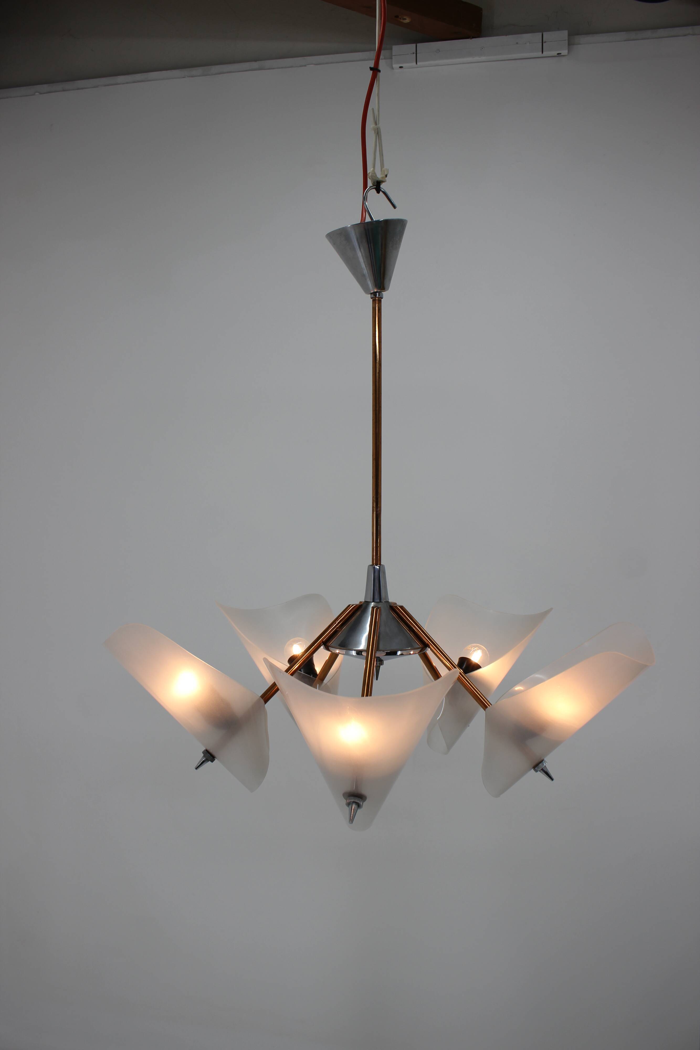 Mid-century chandelier by Drukov,  1960