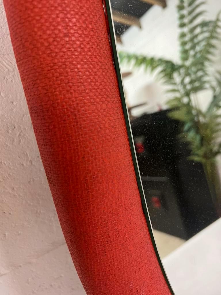 Vintage oval orange mirror seventies 46 X 80 cm