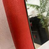 Vintage oval orange mirror seventies 46 X 80 cm