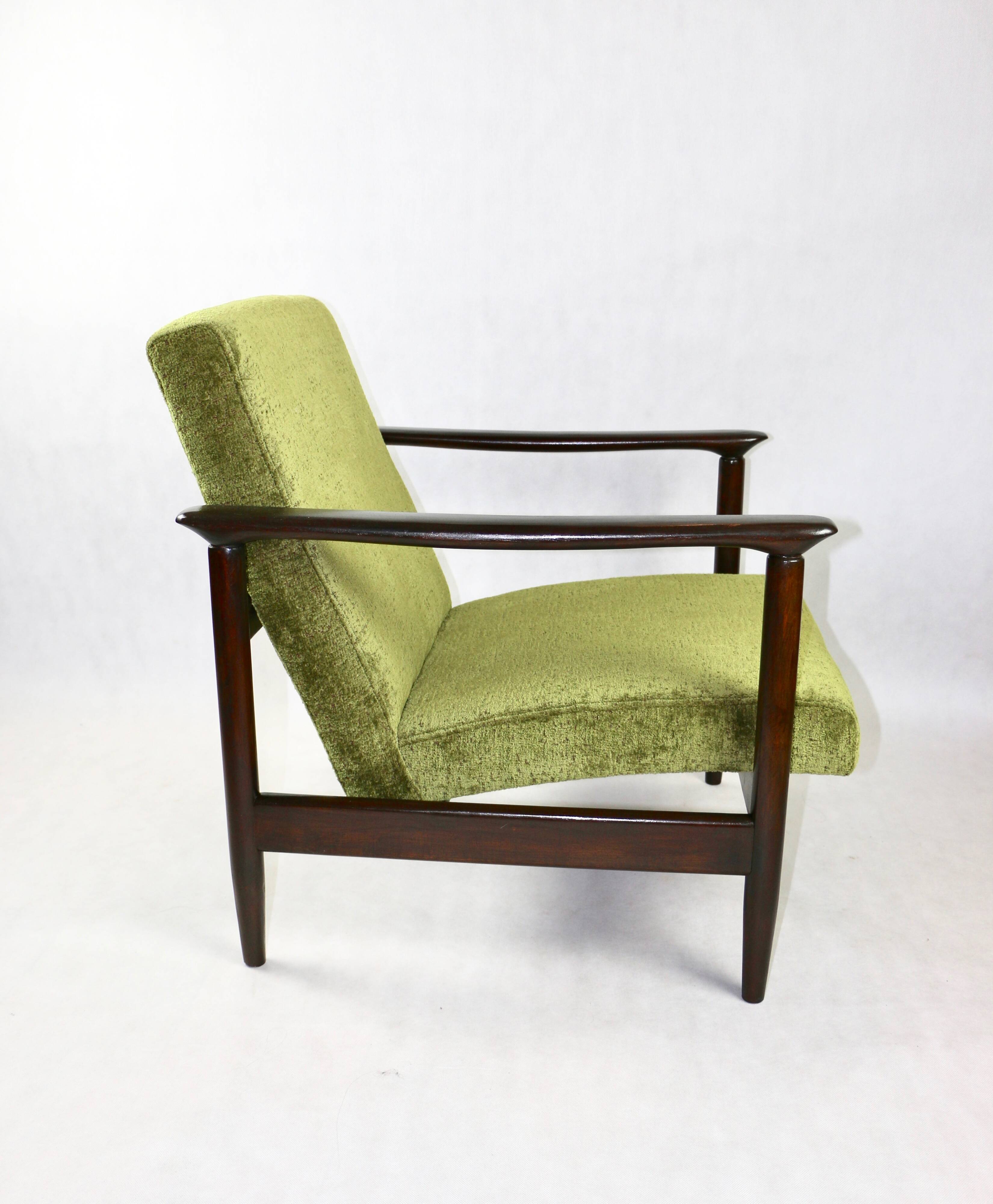 GFM-142 Armchair in Olive green attributed to Edmund Homa, 1970s - brown wood