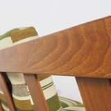 Danish design teak sofa with green striped cushions, 1960's