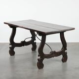 Antique Spanish table from the early 18th century with  a cast iron base