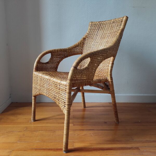 Fauteuil vintage en rotin de Maria Vinka pour Ikéa