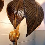 Large pair of brass floral wall sconces, 1960s
