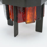 Rare lamp by Jacques Avoinet in glass and wrought iron circa 1950