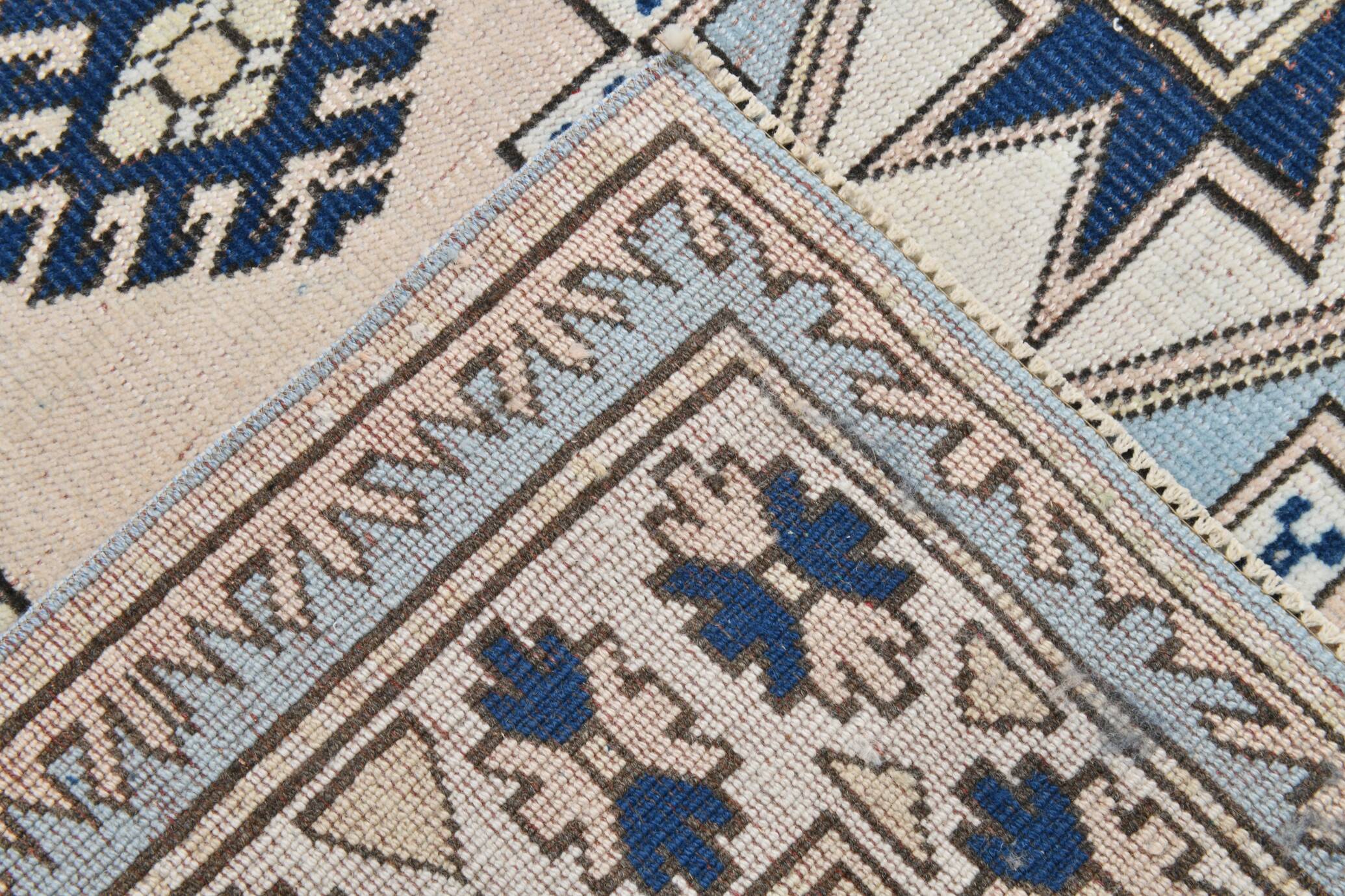 6x7 Navy Blue Cream Oriental Persian Rug, 178x225Cm