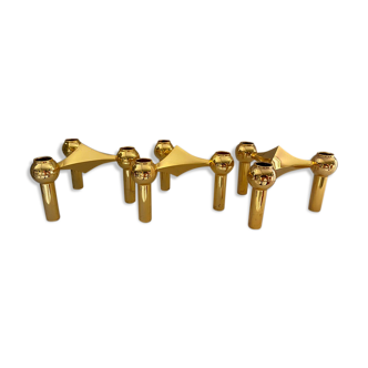 Series of 3 gold Nagel modular candlesticks