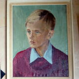 Vintage portrait painting of young boy signed trollope