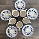 Vintage Dutch Delft Blue earthenware service for 5 cups and saucers.