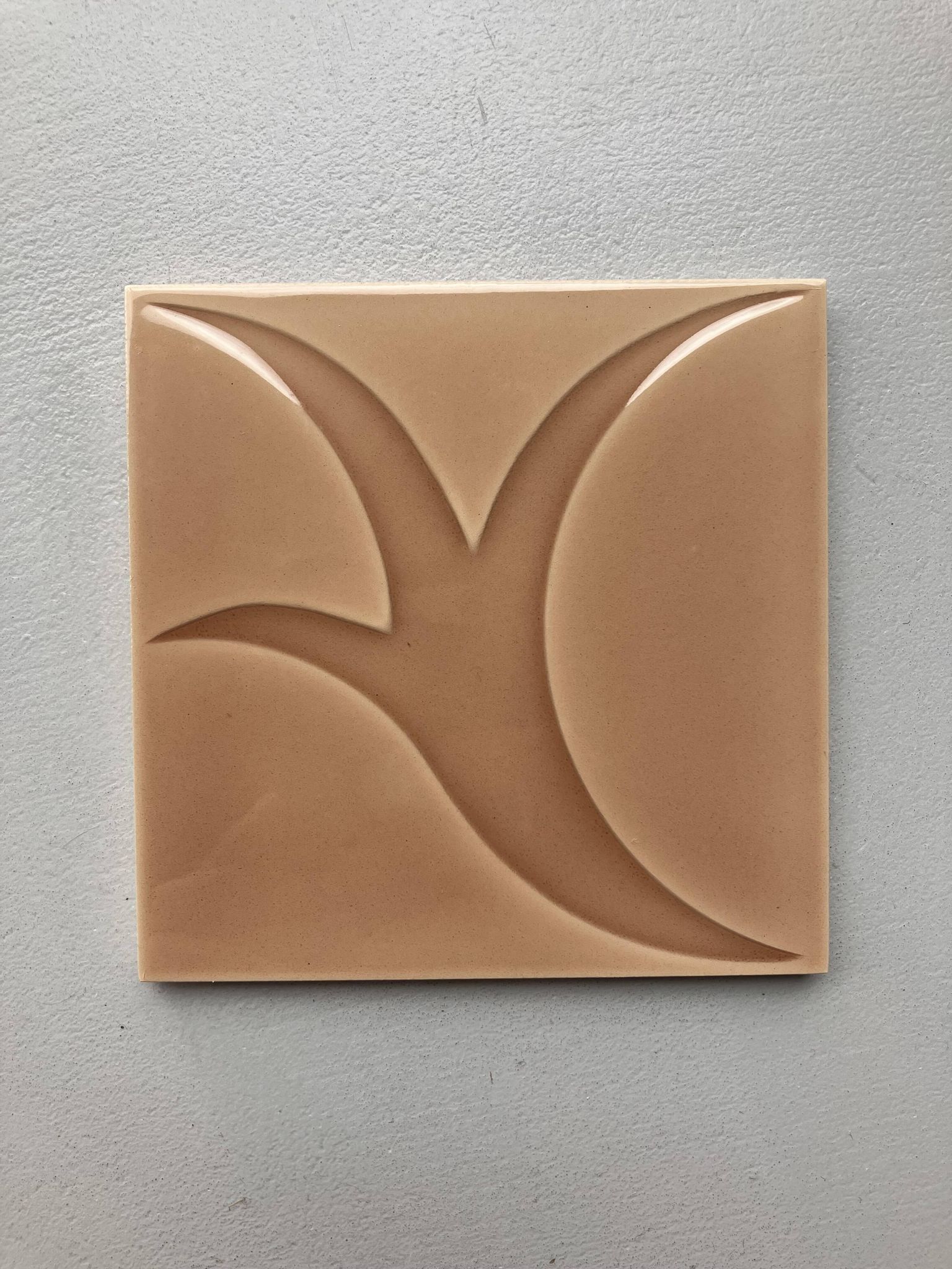 Relief tiles Desvres Mid Century Lot of 9 dark beige colours