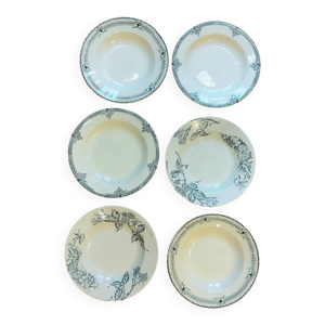 6 assiettes creuses dépareillées