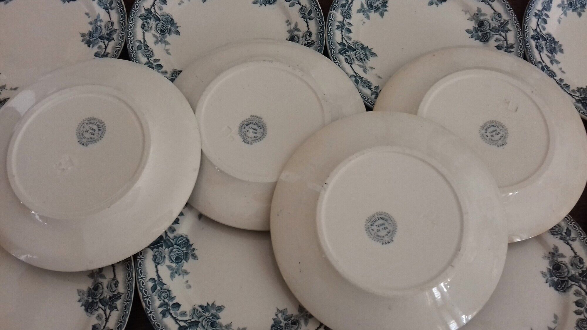 Lot 12 Flat Plates Iron Land Choisy the King Roses Blue Boulenger