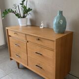 Large vintage 6-drawer chest of drawers from the 50s in oak.