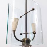 Pietro Chiesa for Fontana Arte Curved Glass and Brass Pendant Light 1940s