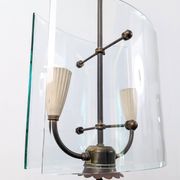 Pietro Chiesa for Fontana Arte Curved Glass and Brass Pendant Light 1940s