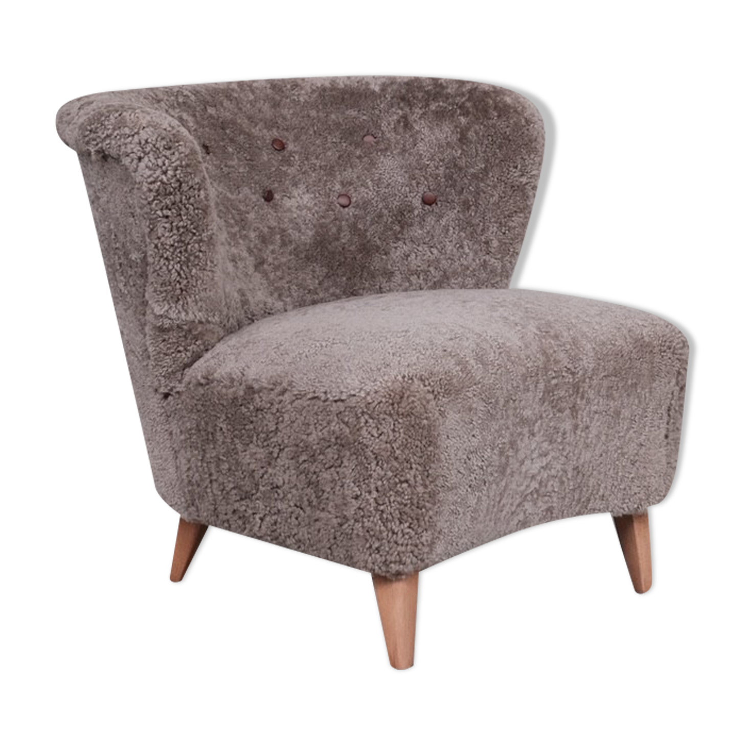 Gösta Jonsson Shearling Mid-Century Swedish Lounge Chair